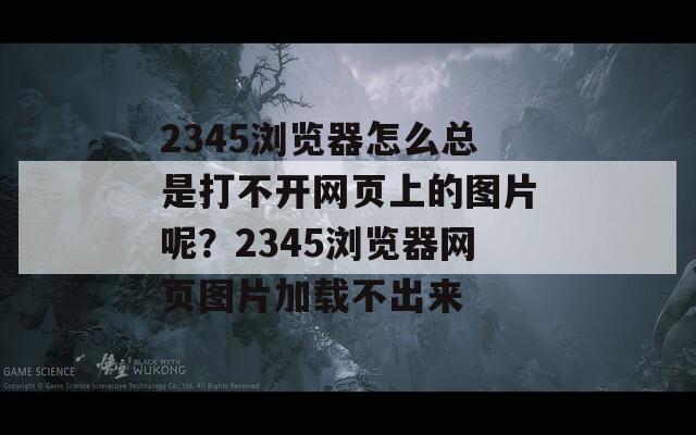 2345浏览器怎么总是打不开网页上的图片呢？2345浏览器网页图片加载不出来