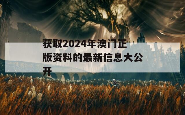 获取2024年澳门正版资料的最新信息大公开