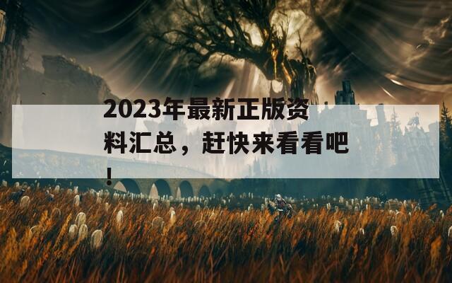 2023年最新正版资料汇总，赶快来看看吧！